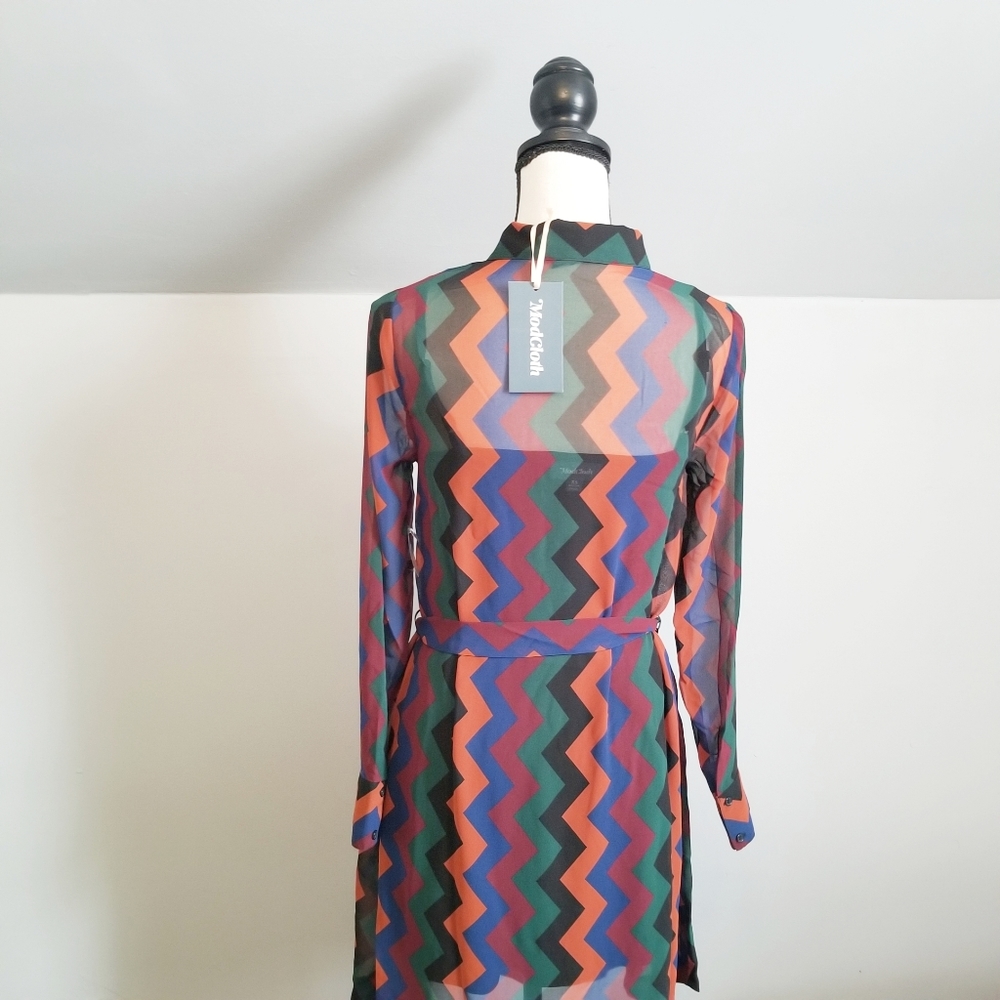 Modcloth Chevron Print A Fine Design Shirt Dress - Picture 8 of 8